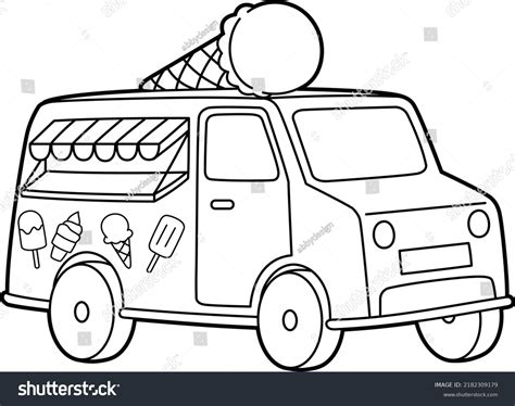 Ice Cream Truck Vehicle Coloring Page Stock Vector (Royalty Free