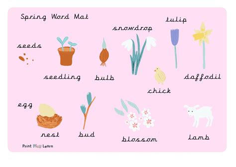 Signs Of Spring Word Mat For Children Printable Teaching Resources