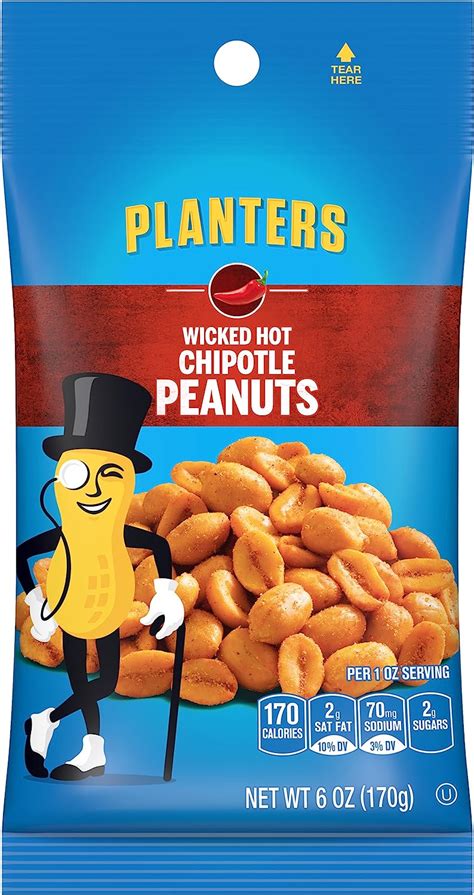 Planters Chipotle Peanuts 6 Ounce Packages Pack Of 6 Amazonca