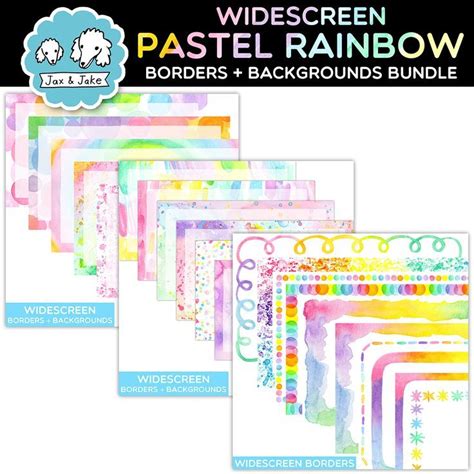 Pastel Rainbow Slide Border Background Bundle Spring Google Slides