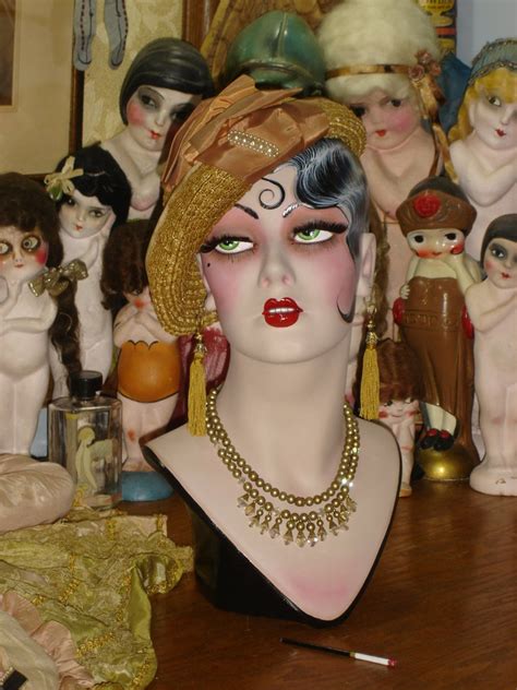 Black Haired Smoking Boudoir Doll Flapper Mannequin Head Hat Etsy