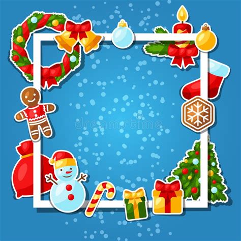 Merry Christmas And Happy New Year Sticker Stock Vector Illustration