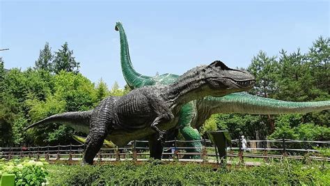 Dinosaurs Sculpture Park Nature Outdoors Tyrannosaurs Large