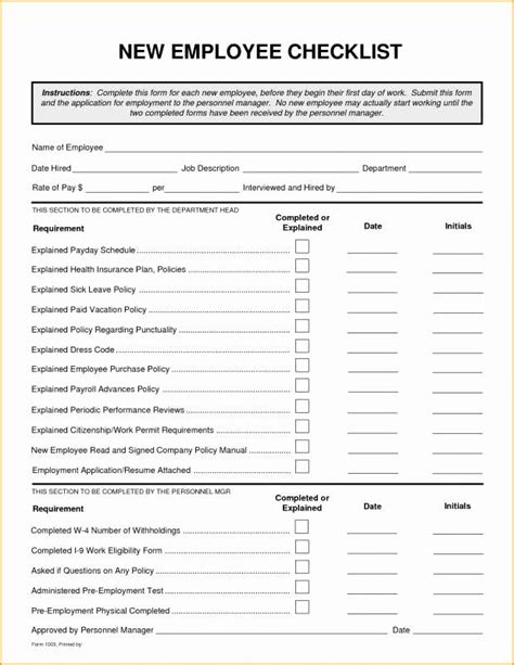 New Hire Form Template Lovely New Hire Checklist Template New