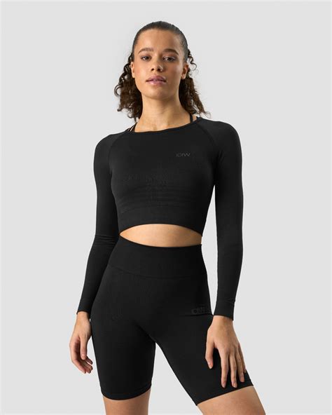 Define Seamless Ls Crop Top Blackblack Iciw