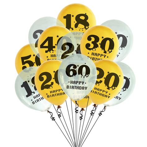 50th Birthday Balloons Yellow Gold 10 Pack Moshimoshi Uk