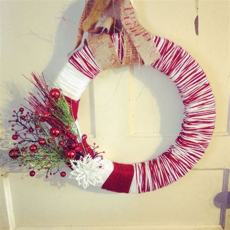 Yarn Wrapped Wreath Christmas Wreath Christmas Wreaths