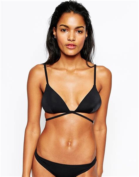 Asos Mix And Match Moulded Triangle Strappy Tie Back Bikini Top