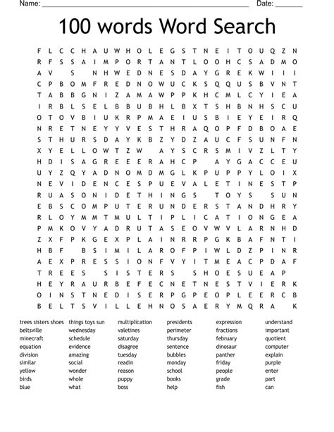 100 Word Search Printable Printable Templates