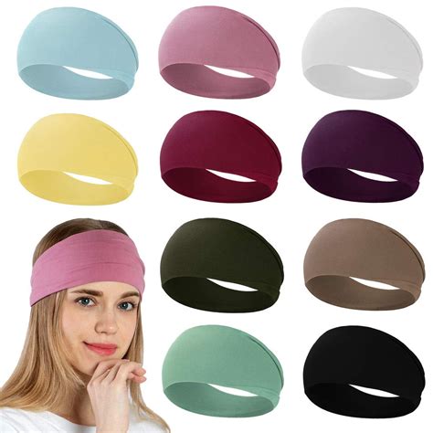 10 Pack Headbands For Women Wide Elastic Thick Headbands For Running
