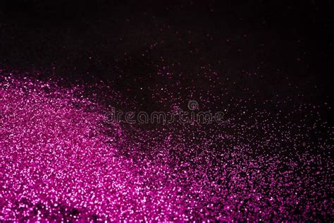 Pink Glitter On Black Backgrund With Copy Space Stock Photo Image Of
