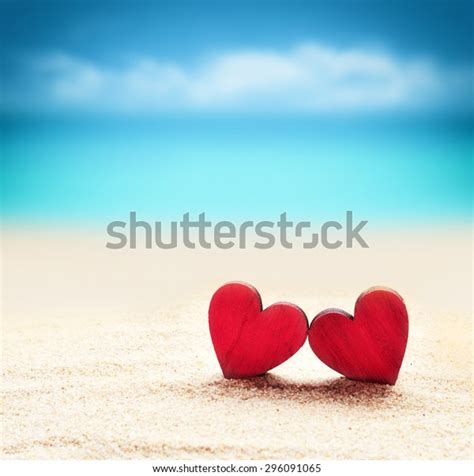 Two Hearts On Summer Beach Stock Photo Edit Now 296091065