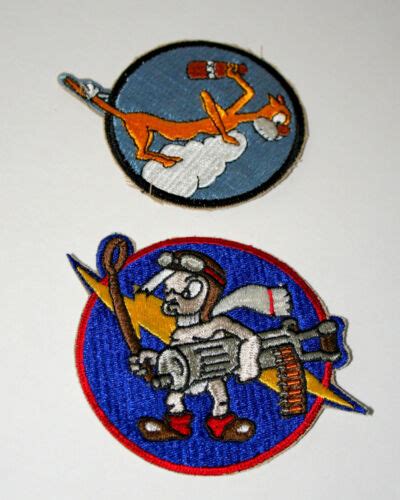 2 Us Army Air Force Cat On Cloud 487th Squadron Bomb Fighter Patch New