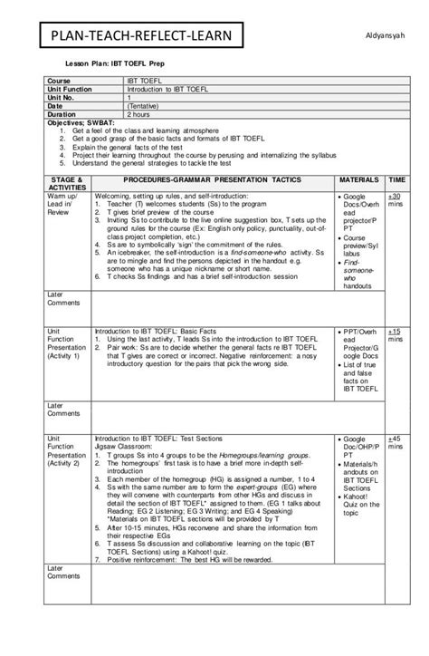 Detailed Lesson Plan Format Doc Addictionary