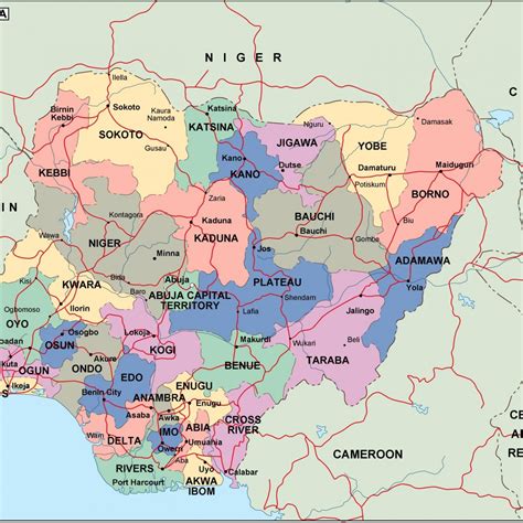 Nigeria Political Map Vector Eps Maps Eps Illustrator Map Vector