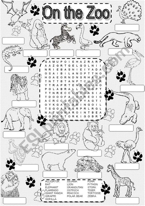 Zoo Word Search Puzzles Printable