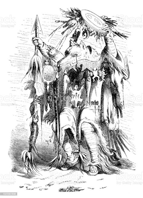 Native Americans Apaches Shaman Dancing Rain Dance 1876 Stock