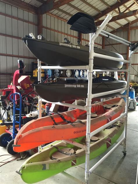 To carry long items without having the wind whip them around, you need a longer rack. Homemade PVC kayak rack made from 1.5" schedule 40 PVC . | Kayak On Roof Rack Upside Down | How ...