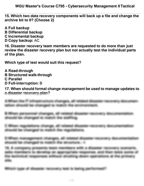 SOLUTION: Wgu c795 cybersecurity management ii tactical with complete