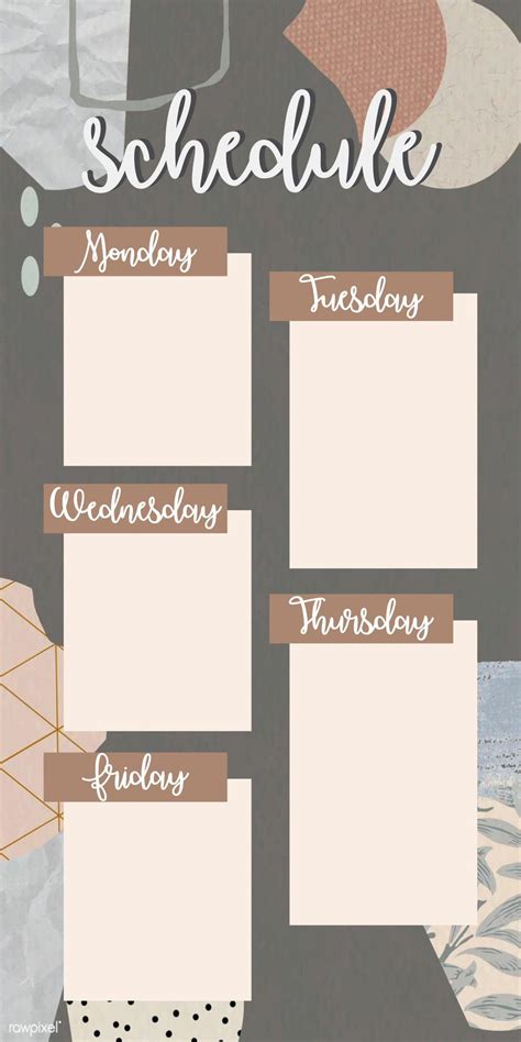 Aesthetic Schedule Template Weekly Planner Template Schedule