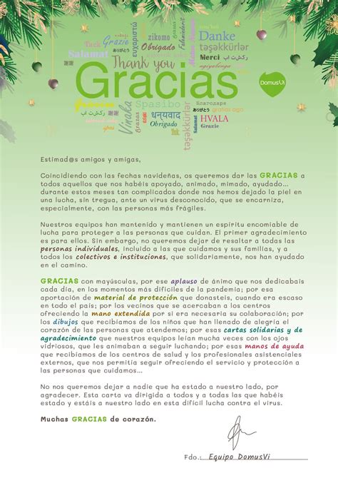 Carta De Agradecimiento Blog Domusvi