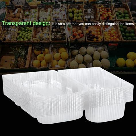 25 Pcs Disposable Plastic Hinged Loaf Container Food Fruit Storage Box