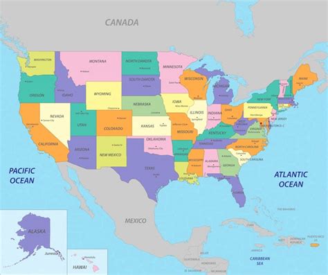 Karte Der Vereinigten Staaten Von Amerika Premium Vektor