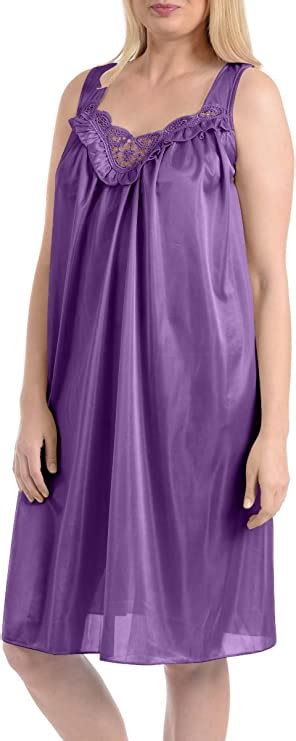 Ezi Womens Plus Satin Silk Sleeveless Lingerie Nightgowns M Meadow