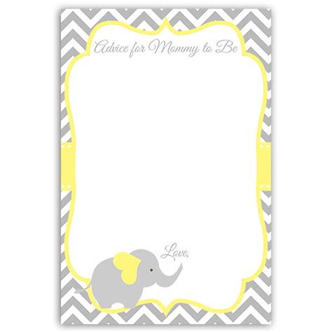Chevron Elephant Yellow Advice Card Elephant Baby Shower Theme Baby