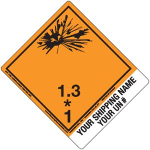 Hazard Class Explosive Non Worded Shipping Name Standard Tab