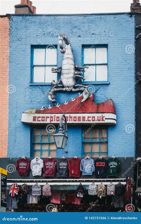 Colorful Facade Of A Scorpio Shoes Shop In Camden Town London Uk