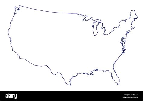 An Outline Silhouette Map Of The United States Of America Over A White