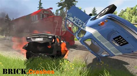 Train Accidents 7 Beamng Drive Brickcrashes Youtube