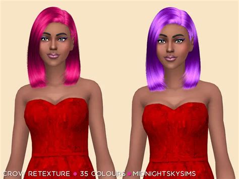 Simsworkshop Crow Hair Retextured By Midnightskysims Sims 4 Hairs