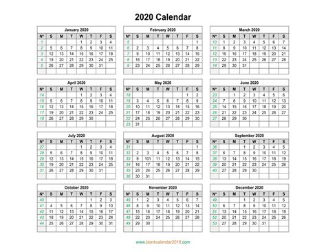 2020 Calendar To Fill In