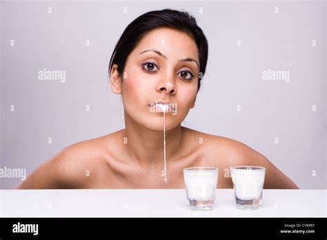Woman Milk Moustache Hi Res Stock Photography And Images Alamy