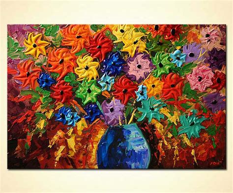 Painting For Sale Bold Colorful Textured Vase With