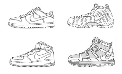 Kinds Of Nike Shoes Coloring Page Coloring Pages