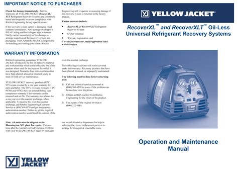 Yellow Jacket Refrigerant Recovery System 95760
