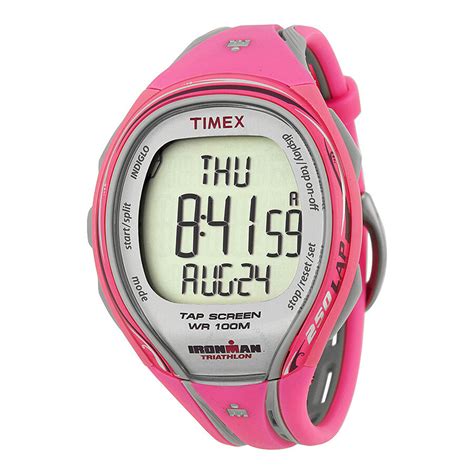 Change from alarm to date to time by pressing the upper left button again.how to set the time for a timex watch:first, push the mode button on the bottom left corner for 3 seconds. Timex Ironman Sleek Digital 250-Lap TapScreen Ladies Watch ...