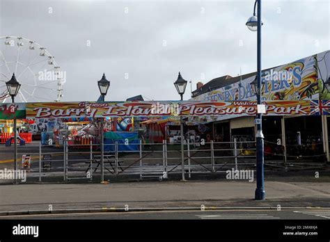Barry Island Pleasure Park Sign Amusements Closed In Winter Season