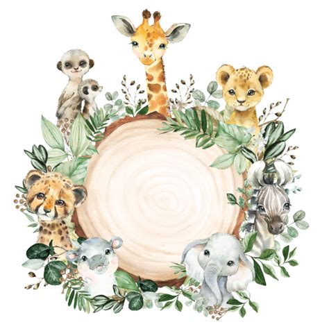 Safari Jungle Wild Animals Greenery Baby Shower Classic Round Sticker