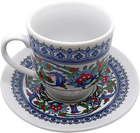 6 Sets Of Tile Coffee Cup Set Handmade Painted Ceramic Turkish Coffee