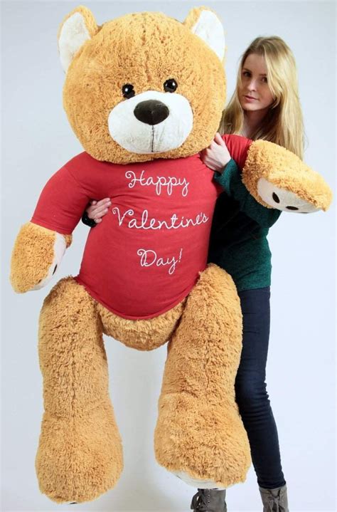 Big Plush Giant Valentine Teddy Bear Five Feet Tall Honey Brown Color