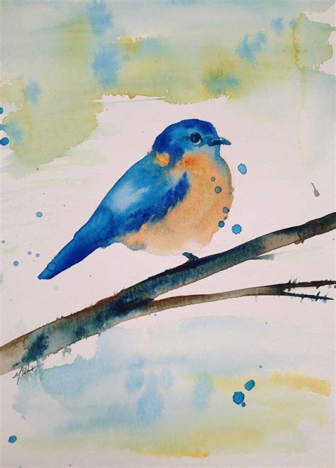 Eastern Bluebird Watercolor Painting Original Artwork Of Blue Etsy