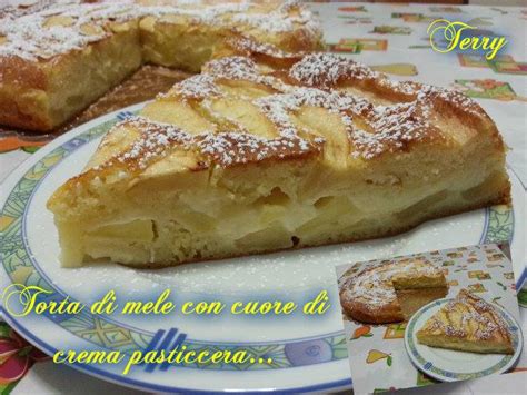 Un dolce squisito come pochi, che ha origini antichissime; Torta di mele con cuore di crema pasticcera