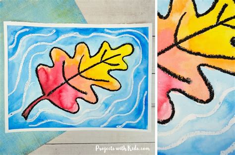 How To Make A Watercolor Resist Fall Leaf Painting For Kids Projects