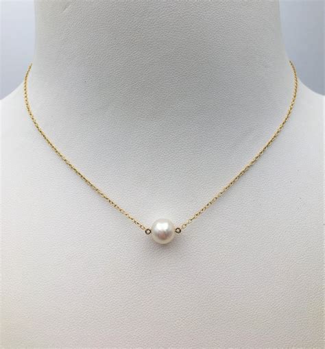 Mikimoto Gold And Single Pearl Necklace At 1stdibs Single Pearl Gold