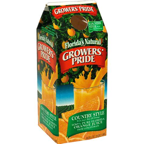 Floridas Natural Growers Pride Orange Juice Country Style With Juicy