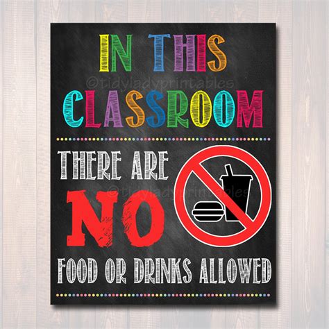 Ne unosi hranu ni piće. No Food or Drinks Allowed School Poster Classroom Decor